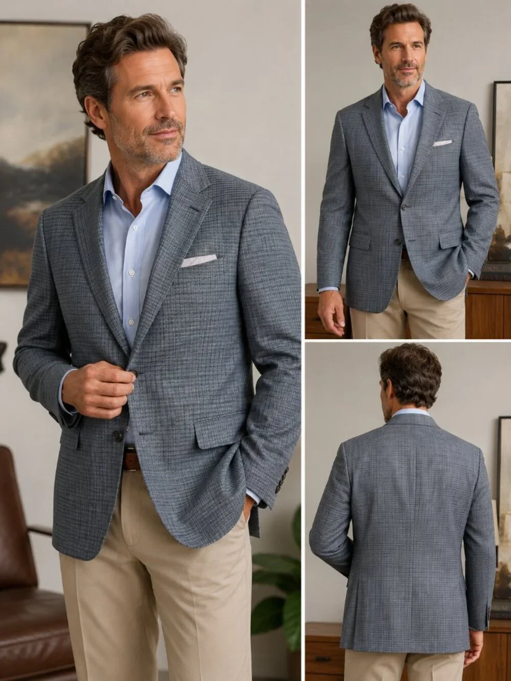 JoS. A. Bank Signature Wool Silk Linen Plaid Sport Coat 43R